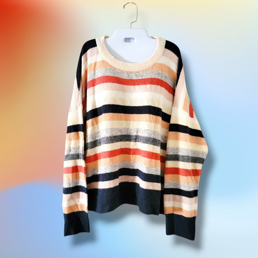 Minkpink | Oversized Multicolor Striped Long Sleeve Sweater (SIZE L)